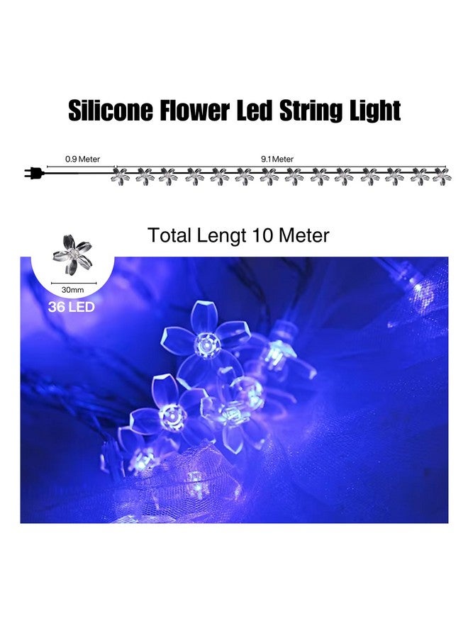 One94Store 36 LED Flower String Lights, 10 Meter, Blue | Made in India, Silicone Flower Decorative Lights for Diwali, Christmas, Wedding, Party, Home, Indoor & Outdoor Use - Image 3