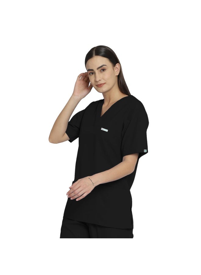 IS IndoSurgicals Women’s Scrub Suit Set for Doctors & Nurses | Medical Hospital OT Uniform Top & Pant (Black, XS) - Image 4
