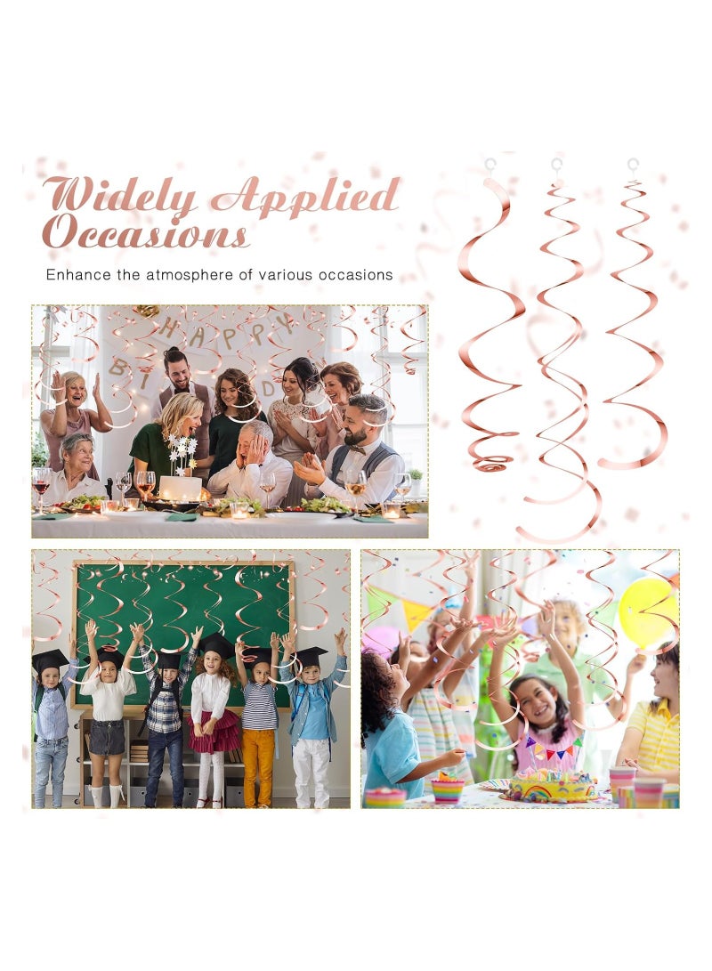 SYOSI Party Swirl Decorations, 30Pcs Foil Swirl Hanging Decoration Plastic Streamer for Ceiling, Whirls Decorations for Birthday Wedding Anniversary Party Decorations, Metallic Hanging Swirl 22" - Image 2