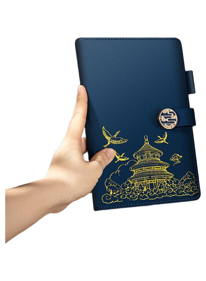 Tianse A5/96 Sheets Forbidden City Chinese Style Notebook, High-Quality Vintage Journal, New Year Gift Diary, Meeting Notebook, Teacher'S Day Gift, Annual Meeting Gift, Ts-4165, Smoky Blue - Image 1