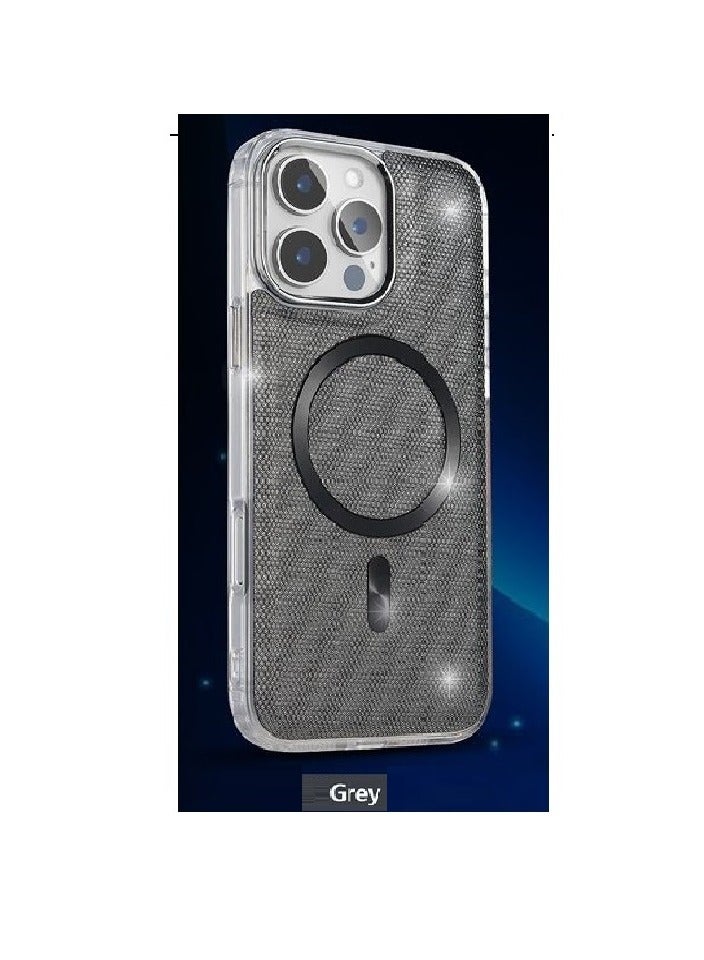 IP14 PRO MAX SHINING WITH MAGSAFE MAGNETIC CASE IPHONE 14 PRO MAX (Design- 140) [GREY Color]