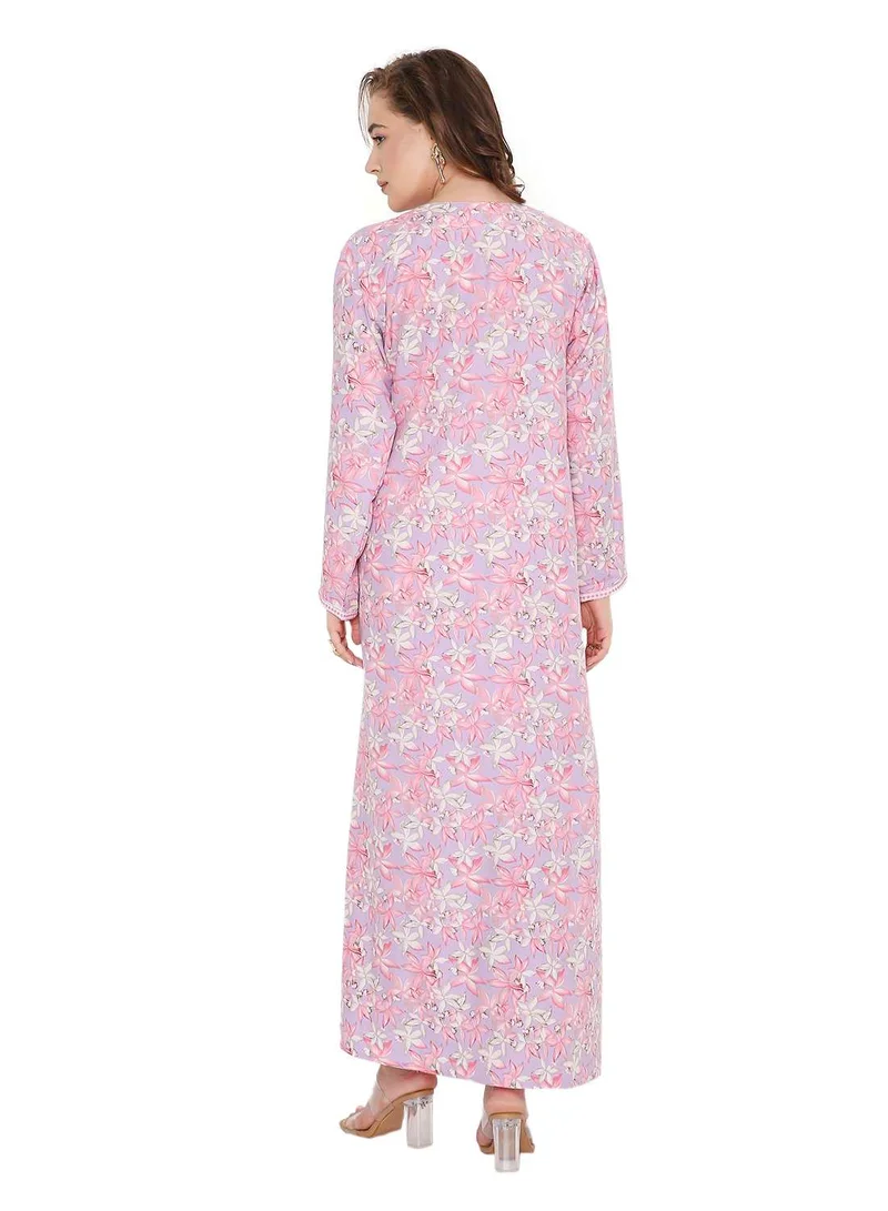 HANA & SARA BEAUTIFUL PRINTED LONG ARABIC KAFTAN FARASHA JALABIYA DRESSES