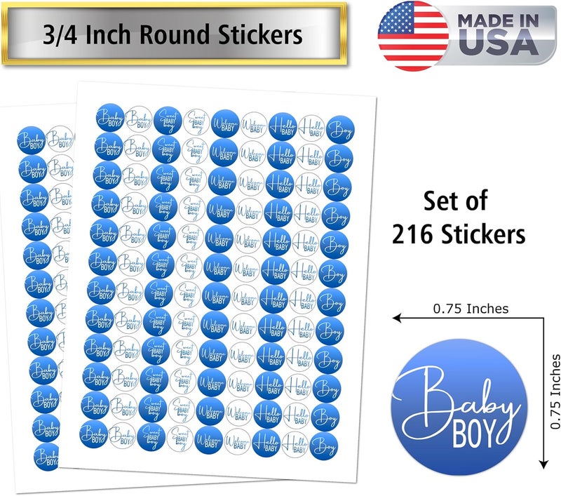 RokAPary 216 Modern Baby Shower Blue Kisses Labels for Baby Shower Or Baby Sprinkle Party Or Event Decorations Stickers Wrappers Favors Its a Boy Made in USA - Image 3