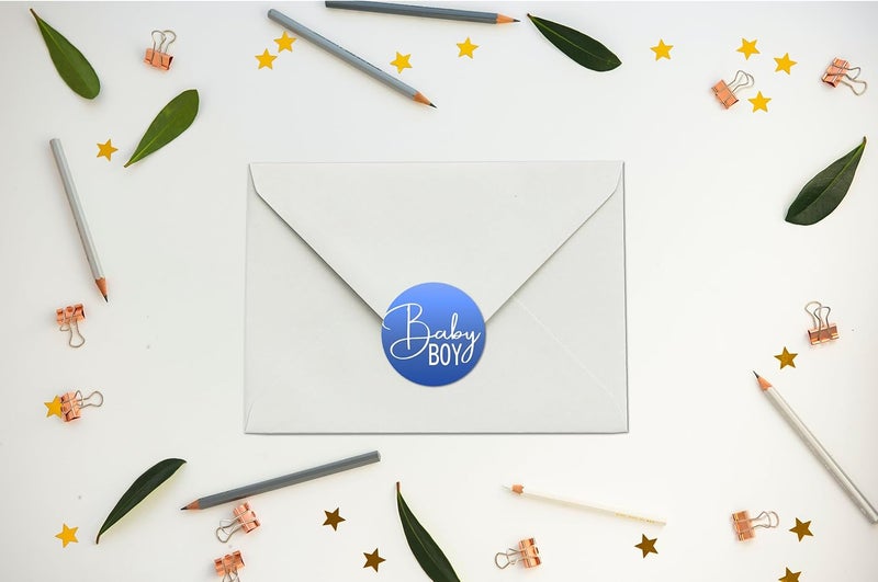 RokAPary 216 Modern Baby Shower Blue Kisses Labels for Baby Shower Or Baby Sprinkle Party Or Event Decorations Stickers Wrappers Favors Its a Boy Made in USA - Image 4