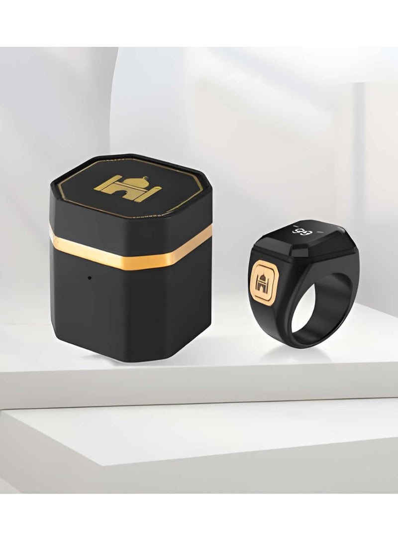 BSTWSH Metal Zinc Alloy Smart Counter Ring for Zikr & Tasbih – Bluetooth-Enabled Digital Tasbeeh Counter with 5 Prayer Time Reminders, OLED Display, Vibration Alerts, and Rechargeable Storage Case - 20mm - Image 2
