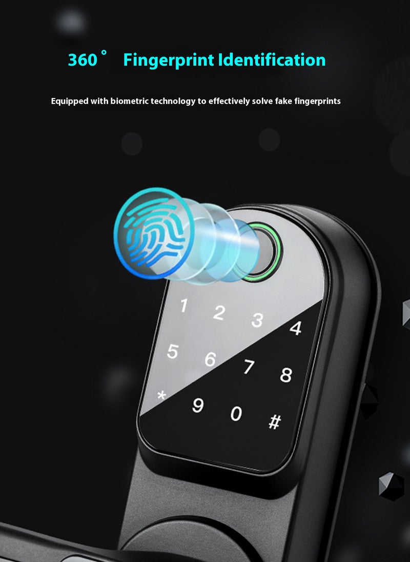 Sharpdo - Smart Door Lock, Fingerprint Deadbolt Lock with App Control,  Electronic Smart Lock with TT APP,  Fringerprint and Key, Password - Image 1