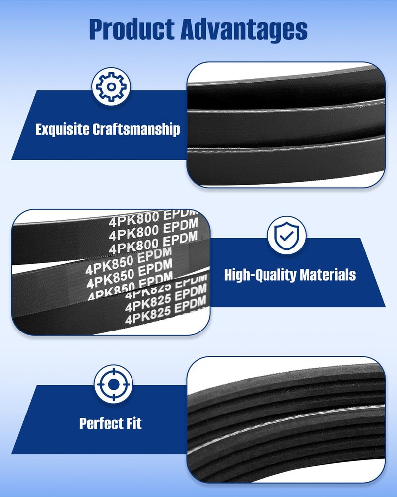 ANODZU 4PK800 4PK850 4PK825 Drive Serpentine Pulley Belt Kit Fit for Honda Civic 1996 1997 1998 1999 2000 Alternator, Air Conditioner A/C, Power Steering Replacement Belt 3PCS - Image 4