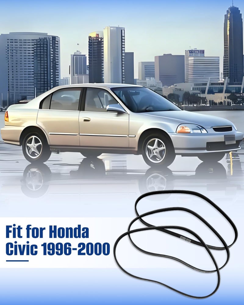 ANODZU 4PK800 4PK850 4PK825 Drive Serpentine Pulley Belt Kit Fit for Honda Civic 1996 1997 1998 1999 2000 Alternator, Air Conditioner A/C, Power Steering Replacement Belt 3PCS - Image 2