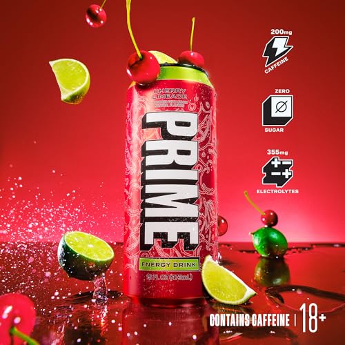 Prime Hydration PRIME Energy CHERRY LIMEADE, Zero Sugar Energy Drink, 200mg Caffeine and 355mg of Electrolytes for Hydration, Vegan, Gluten Free,16 Fluid Ounce, 12 Pack - Image 3
