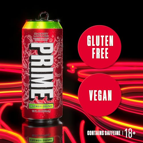 Prime Hydration PRIME Energy CHERRY LIMEADE, Zero Sugar Energy Drink, 200mg Caffeine and 355mg of Electrolytes for Hydration, Vegan, Gluten Free,16 Fluid Ounce, 12 Pack - Image 4