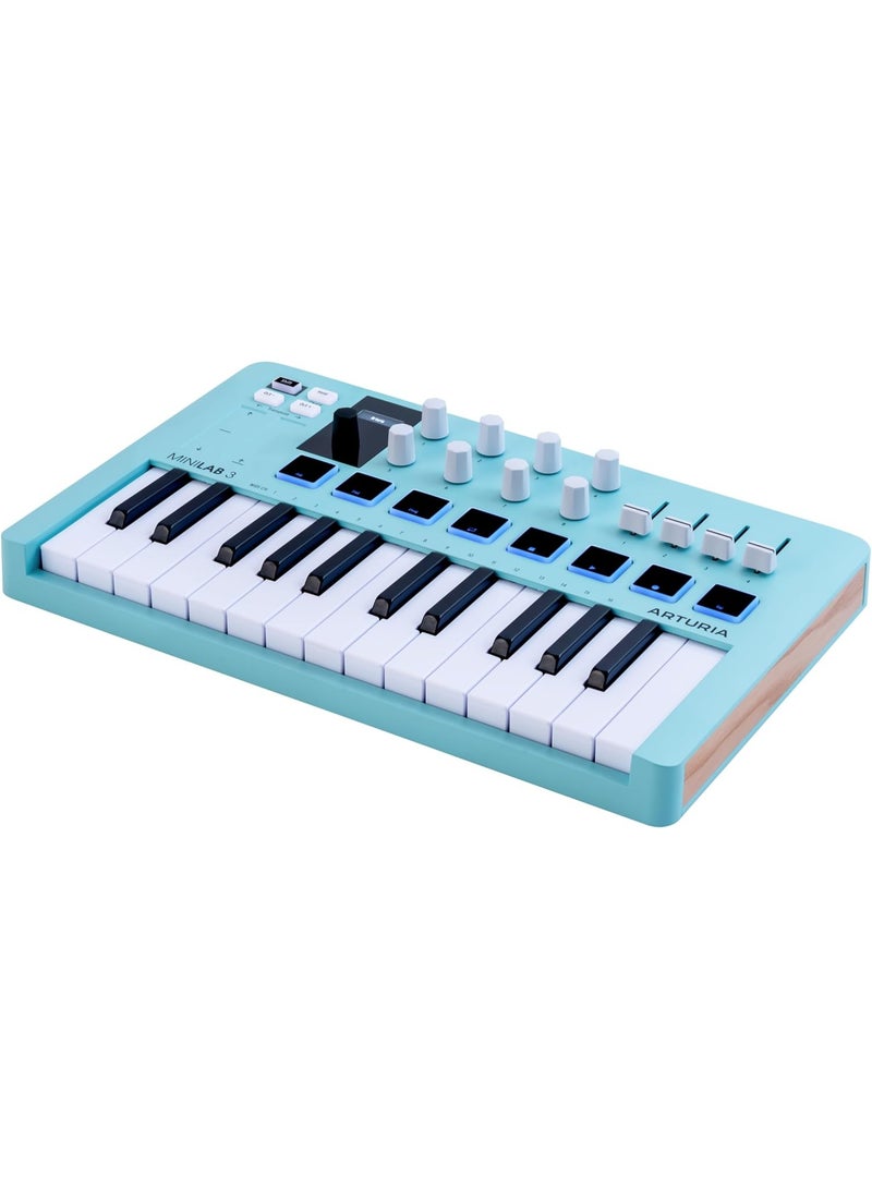 Arturia MiniLab 3 25-Key USB MIDI Keyboard Controller with 8 Pads and 8 Knobs, Aquamarine - Image 2