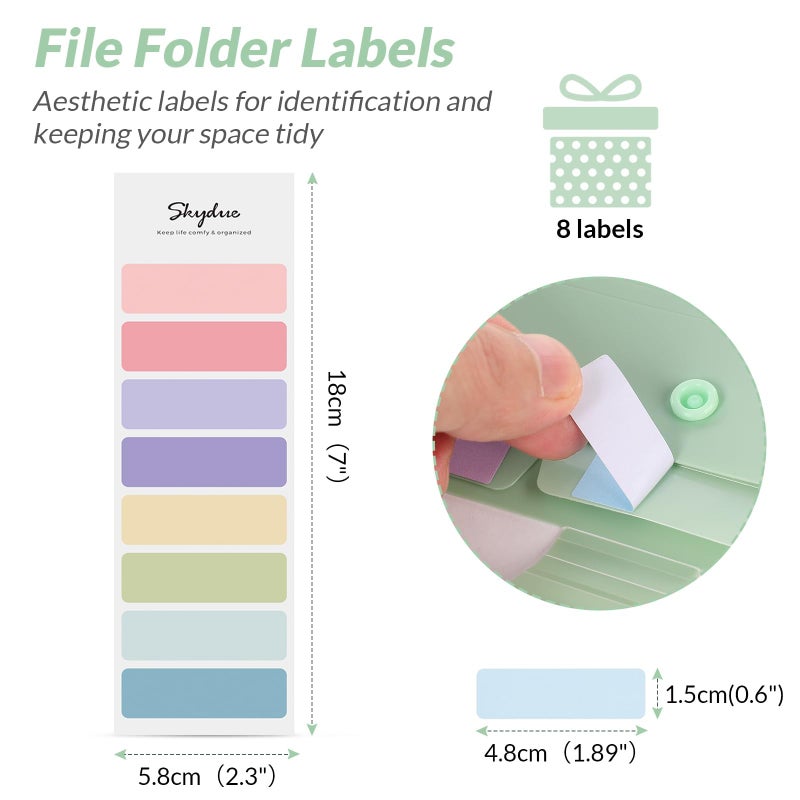 SKYDUE Expanding File Folder with 5 Pockets, Aesthetic Accordion File Organizer, Portable Document Paper Bill Receipt Organizer, School Office Supplies, Letter/A4 Size, (1, Pea Green) - Image 4