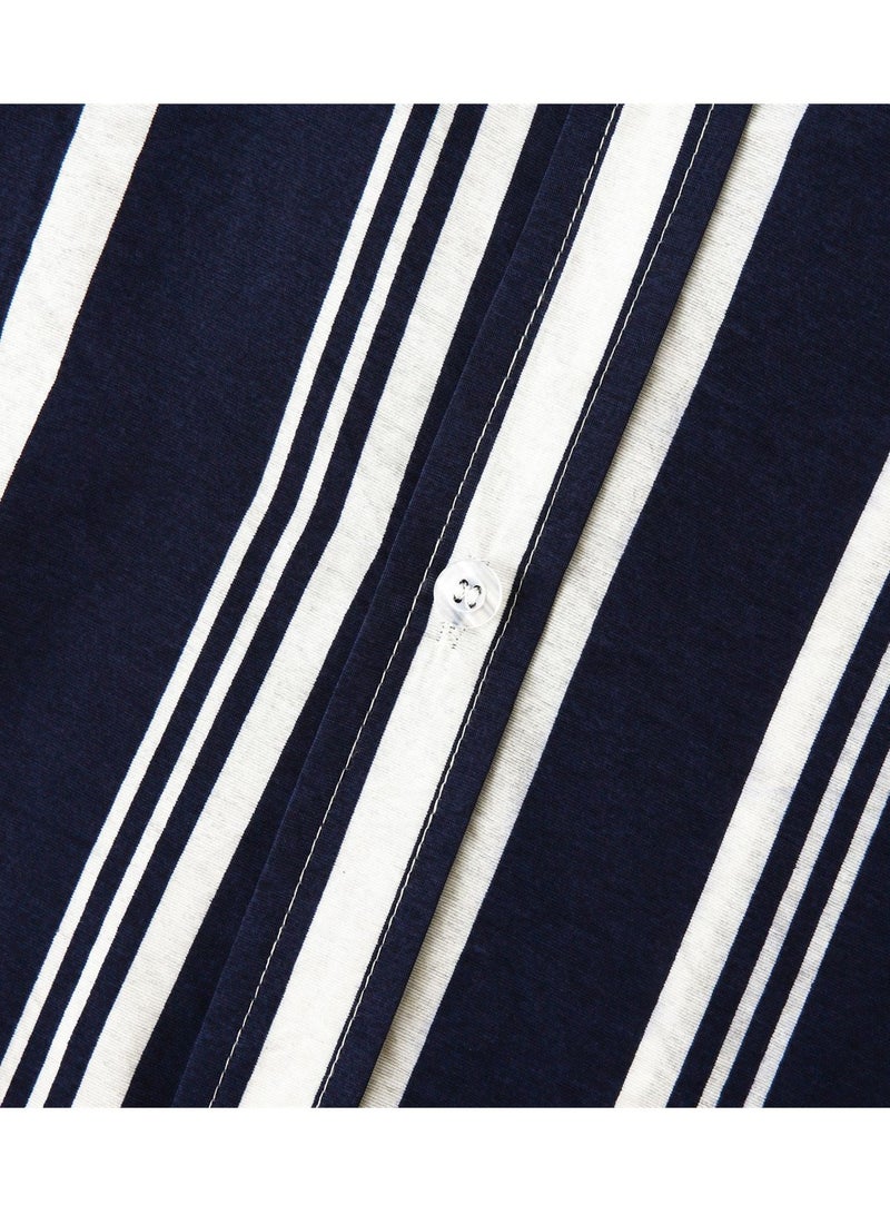 Spring and summer new men's shirt men's casual striped print short-sleeved shirt shirt - Image 5
