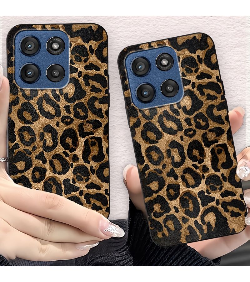 Black Compatible Moto G Play 4G 2024 Wild Cool Leopard Print Design Phone Case - Image 1