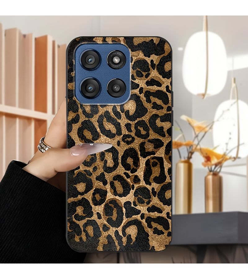 Black Compatible Moto G Play 4G 2024 Wild Cool Leopard Print Design Phone Case - Image 5
