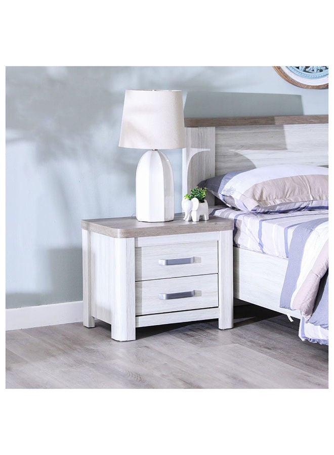 DANUBE HOME Olivos Night Stand Multi Functional Bedside Table Space Saving Night Stand End Table Storage Furnitures For Bedroom L60xW40xH49 cm Ash Grey/Oak - Image 1