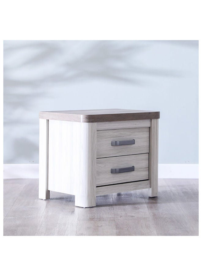 DANUBE HOME Olivos Night Stand Multi Functional Bedside Table Space Saving Night Stand End Table Storage Furnitures For Bedroom L60xW40xH49 cm Ash Grey/Oak - Image 3