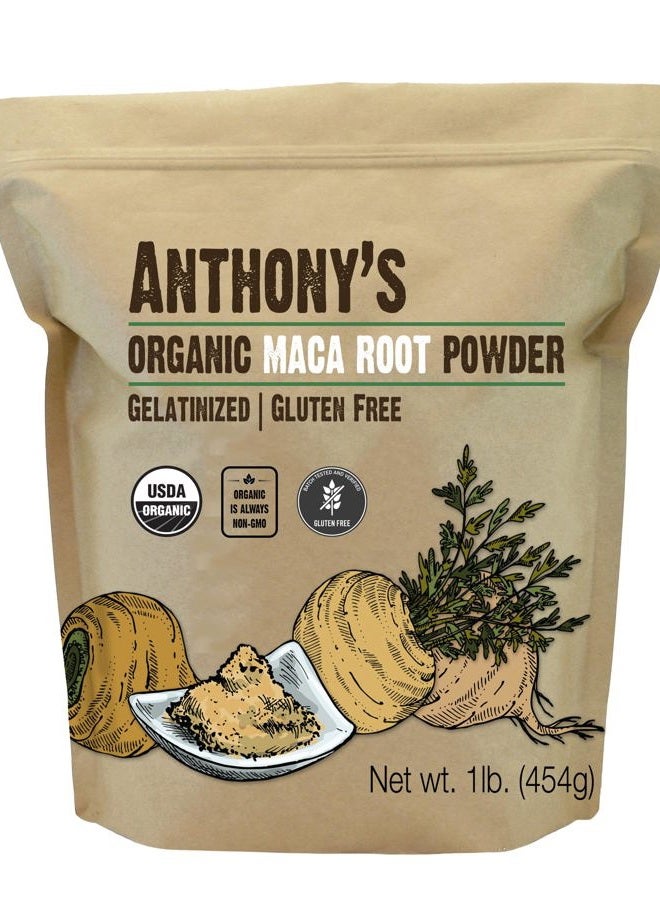 Anthony's مسحوق جذر الماكا العضوي، 1 رطل، مجفف بالجيلاتين لزيادة التوافر الحيوي، خالي من الغلوتين وغير معدّل وراثيًا - Image 1