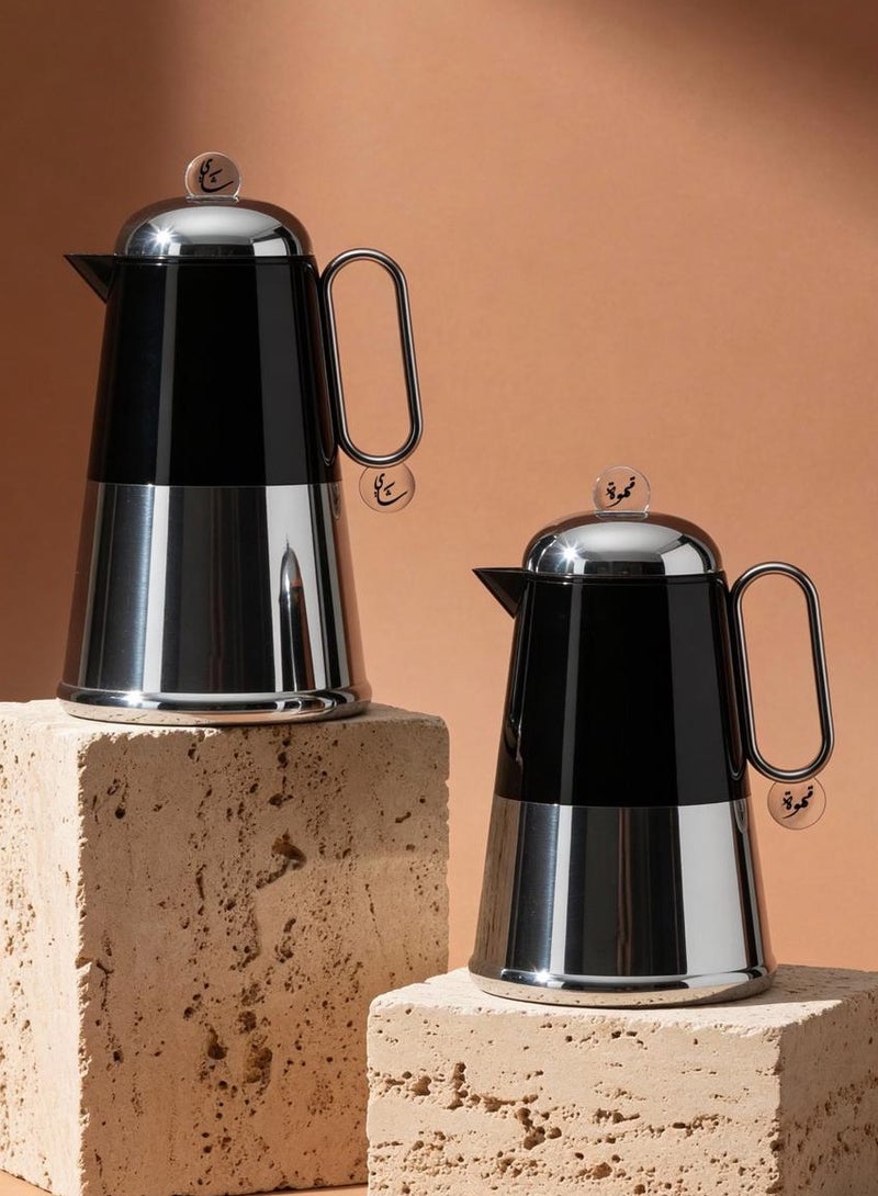 Lunara Kahwa & Tea Flask Set – Soft-Touch Body with Stainless Steel Accents (0.7L + 1.0L)