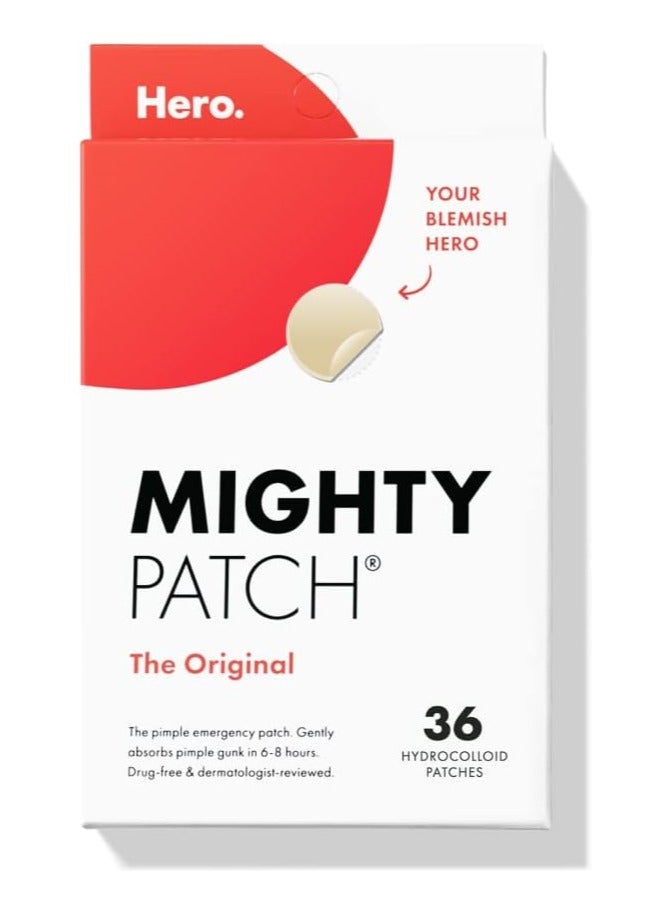 Mighty Patch Original patch from Hero Cosmetics - Hydrocolloid Acne Pimple Patch for Covering Zits and Blemishes in Face and Skin, Vegan-friendly and Not Tested on Animals (36 Count) - Image 1