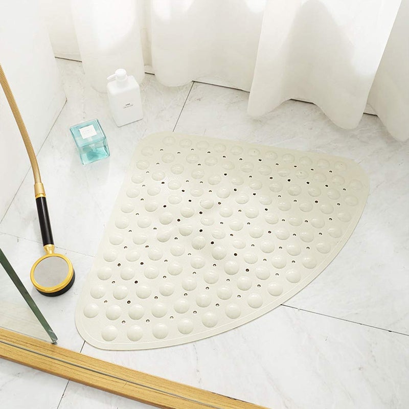 Eanpet Bath Mat NonSlip Tub Shower Mats Bathtub Mat for Adult Kids Machine Washable Triangle 28 x 28 Inch Creamy