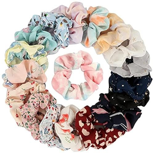 FAMEZA 12 Pcs Chiffon Hair Bands Ponytail Ties Hair Scrunchies Flower Hair Scrunchies Girl Hair Accessory, Great For Casual And Party Dress, Multicolor - Image 1