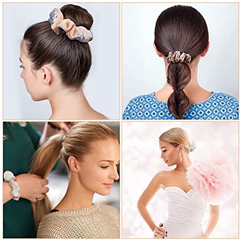FAMEZA 12 Pcs Chiffon Hair Bands Ponytail Ties Hair Scrunchies Flower Hair Scrunchies Girl Hair Accessory, Great For Casual And Party Dress, Multicolor - Image 5
