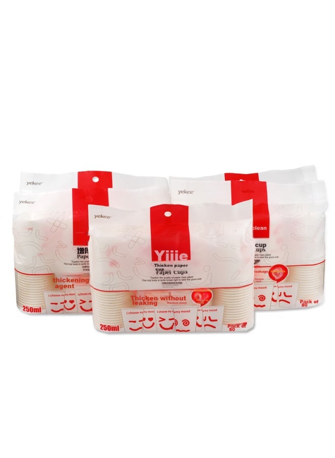 Yekee Disposable Paper Cups, Thick Leak-proof Water Cups , 400 Pieces, 250ml, Jd-7109 - Image 5