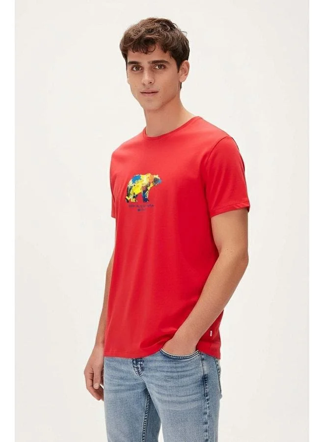 Bad Bear Speak Arty Red Men's Printed T-Shirt.