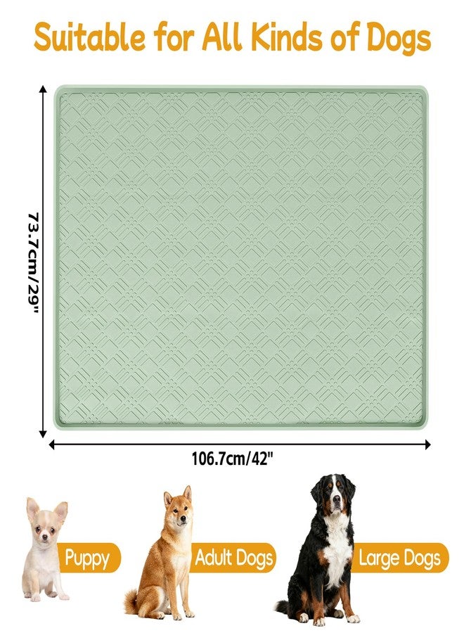 Lanstics Dog Food Mat, 42" x29" Large Silicone Mat Dog Feeding Mat with Raised Edge Non-Slip Pet Feeding Mat for Food and Water Bowl, Easy to Clean, Floor Protection (Light Green) - Image 2