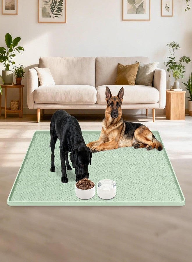 Lanstics Dog Food Mat, 42" x29" Large Silicone Mat Dog Feeding Mat with Raised Edge Non-Slip Pet Feeding Mat for Food and Water Bowl, Easy to Clean, Floor Protection (Light Green) - Image 4