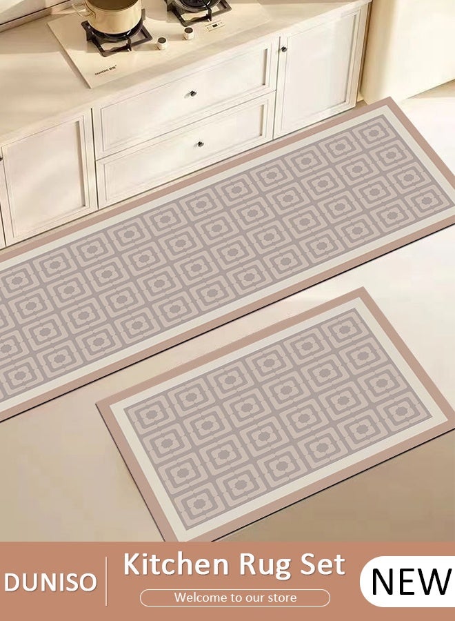 DUNISO Diatom Mud Bath Mat Set Bathroom Kitchen Rug Mat Extra Soft and Absorbent Bath Rugs Non-Slip Quick Drying Floor Bath Tub Mat for Bathroom Floor Tub and Shower 40*60cm/40*120cm - Image 1