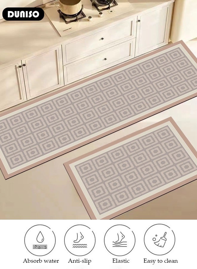 DUNISO Diatom Mud Bath Mat Set Bathroom Kitchen Rug Mat Extra Soft and Absorbent Bath Rugs Non-Slip Quick Drying Floor Bath Tub Mat for Bathroom Floor Tub and Shower 40*60cm/40*120cm  - Image 2