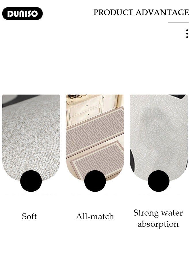 DUNISO Diatom Mud Bath Mat Set Bathroom Kitchen Rug Mat Extra Soft and Absorbent Bath Rugs Non-Slip Quick Drying Floor Bath Tub Mat for Bathroom Floor Tub and Shower 40*60cm/40*120cm  - Image 5