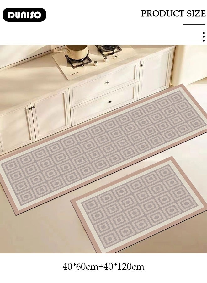 DUNISO Diatom Mud Bath Mat Set Bathroom Kitchen Rug Mat Extra Soft and Absorbent Bath Rugs Non-Slip Quick Drying Floor Bath Tub Mat for Bathroom Floor Tub and Shower 40*60cm/40*120cm  - Image 4