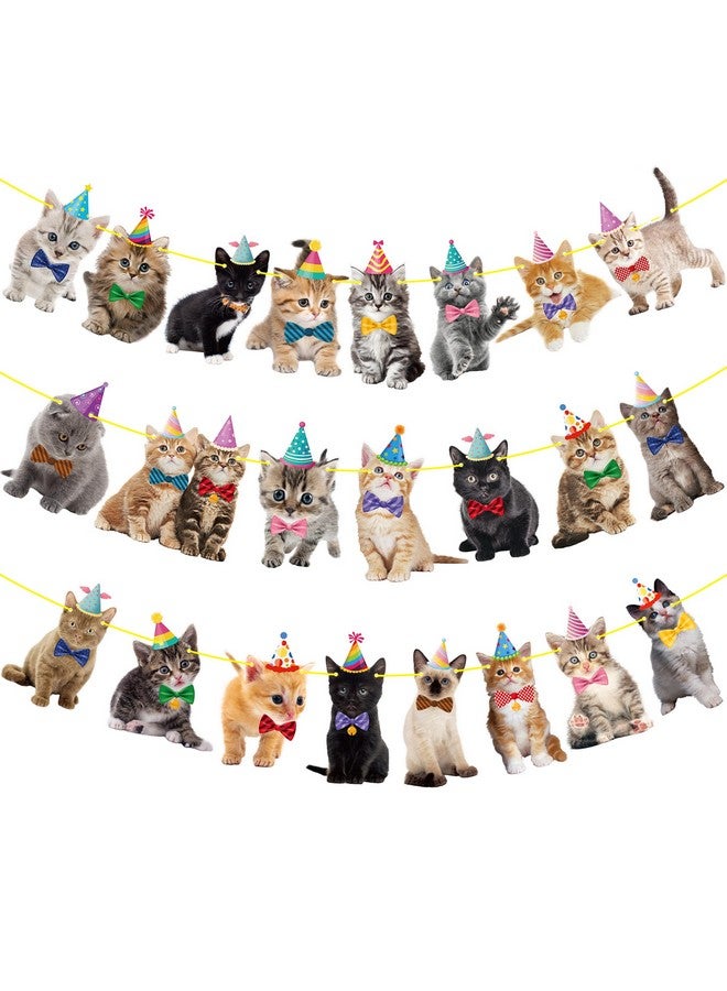 umoni 2pcs Cat Theme Party Banner Decorations Pet Cat Birthday Party Decorations Baby Cat Birthday Party Garland Decorations for Pet Kitties Theme Birthday Party Baby Shower Favor Bunting Supplies - Image 1