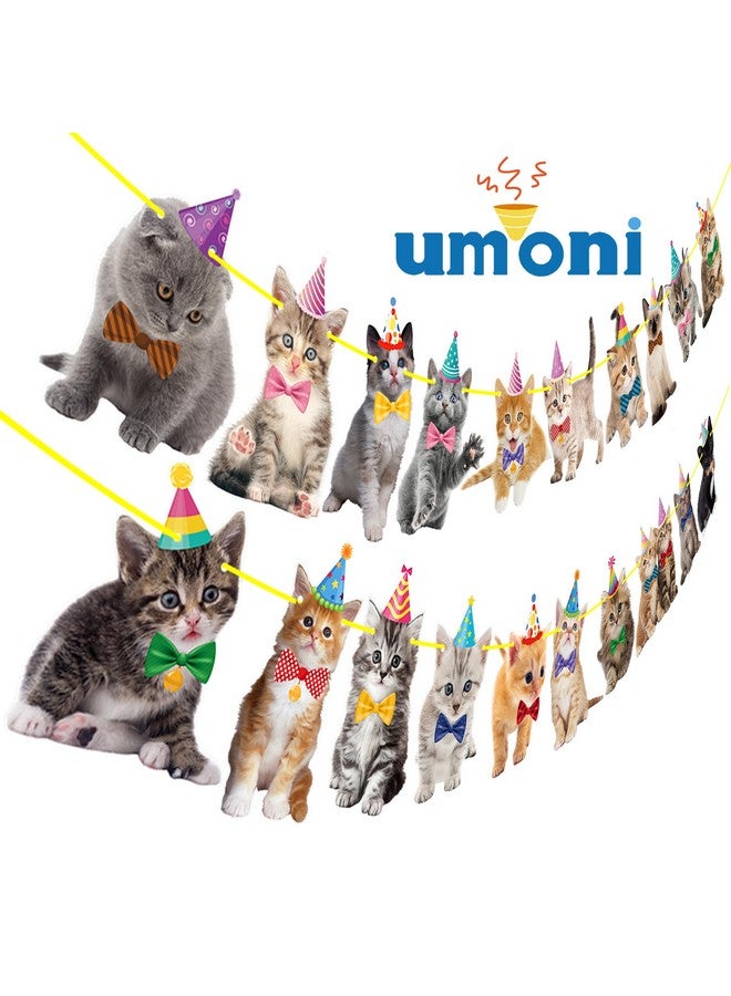 umoni 2pcs Cat Theme Party Banner Decorations Pet Cat Birthday Party Decorations Baby Cat Birthday Party Garland Decorations for Pet Kitties Theme Birthday Party Baby Shower Favor Bunting Supplies - Image 2