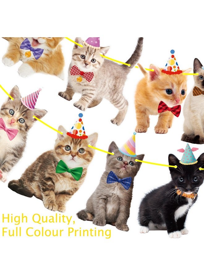 umoni 2pcs Cat Theme Party Banner Decorations Pet Cat Birthday Party Decorations Baby Cat Birthday Party Garland Decorations for Pet Kitties Theme Birthday Party Baby Shower Favor Bunting Supplies - Image 5