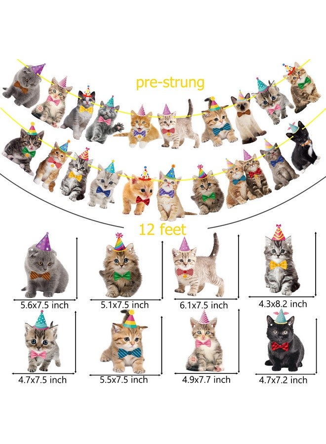 umoni 2pcs Cat Theme Party Banner Decorations Pet Cat Birthday Party Decorations Baby Cat Birthday Party Garland Decorations for Pet Kitties Theme Birthday Party Baby Shower Favor Bunting Supplies - Image 3