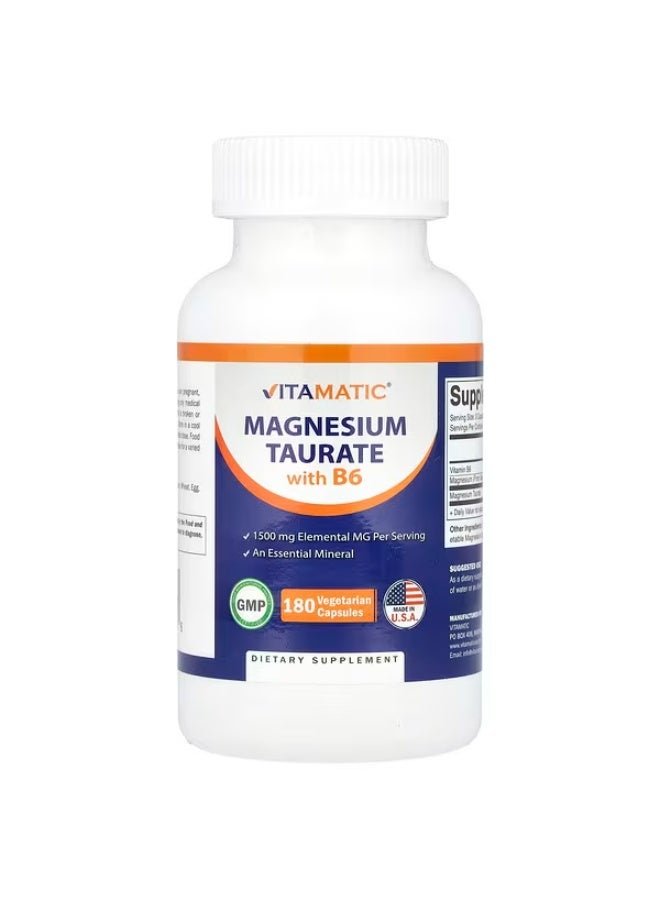 Vitamatic, Magnesium Taurate with B6, 180 Vegetarian Capsules