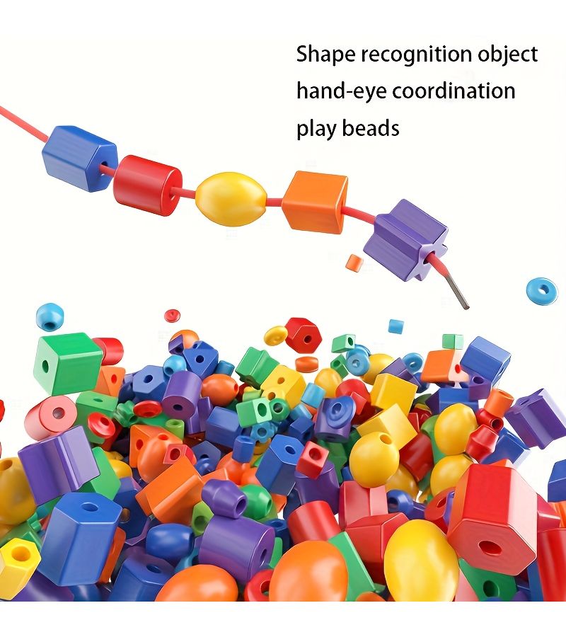 Beads And Ropes Toy Set 50 Beads 4 Strings Fine Motor Skills Development Gift - Image 5