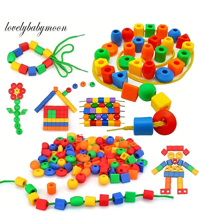 Beads And Ropes Toy Set 50 Beads 4 Strings Fine Motor Skills Development Gift - Image 4