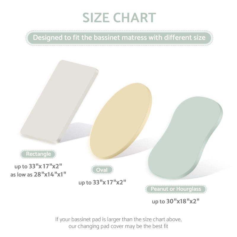 Blissful Diary Muslin Bassinet Sheets for Baby Girls Boys, Boho Soft Cotton Fitted for Oval Hourglass Rectangle Mattress, 2 Pack(Roman Green&Leaf) - Image 4