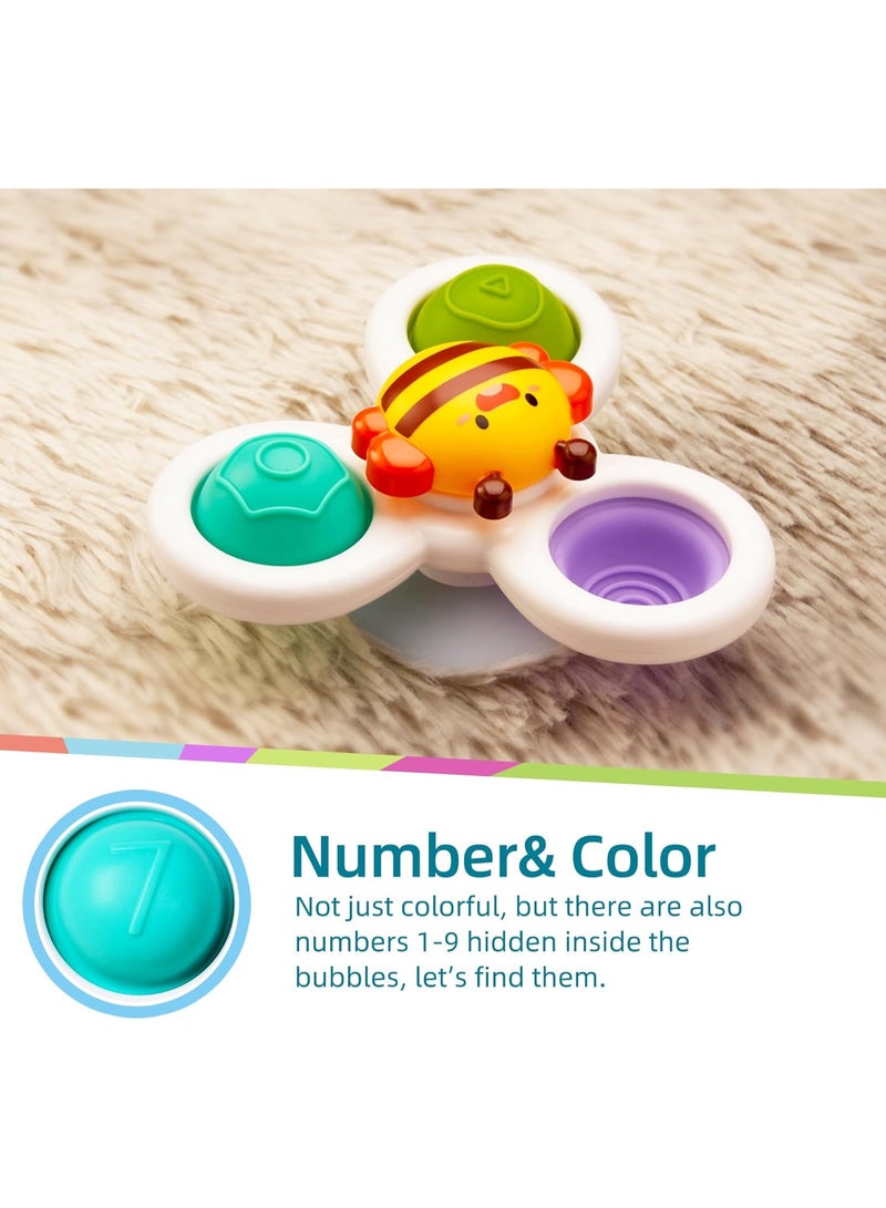 LiKee LiKee Strong Suction Cup Fidget Rotating Sensory Bath Toys for Baby 6 12 18 Months Airplane Car Travel Table & Window Toys for 1 2 Years Old Toddler Boys and Girls (Sun) - Image 3