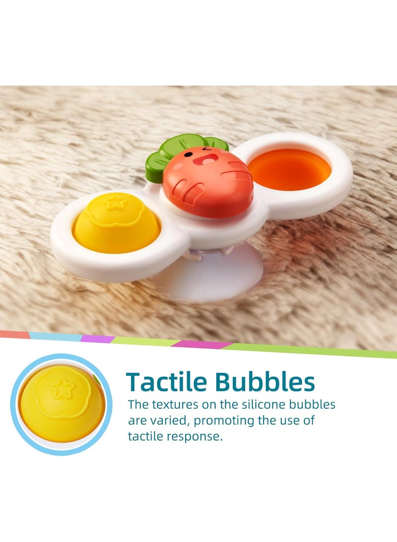 LiKee LiKee Strong Suction Cup Fidget Rotating Sensory Bath Toys for Baby 6 12 18 Months Airplane Car Travel Table & Window Toys for 1 2 Years Old Toddler Boys and Girls (Sun) - Image 4