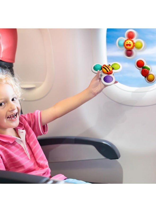 LiKee LiKee Strong Suction Cup Fidget Rotating Sensory Bath Toys for Baby 6 12 18 Months Airplane Car Travel Table & Window Toys for 1 2 Years Old Toddler Boys and Girls (Sun) - Image 2