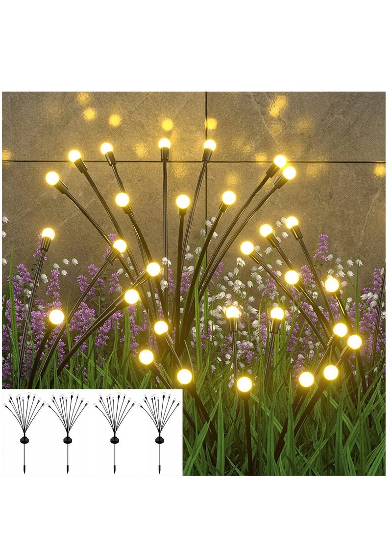 توبليو أضواء يراعة بالطاقة الشمسية، 4 قطع أضواء حديقة بالطاقة الشمسية 10LED أضواء شمسية خارجية مقاومة للماء، أضواء ديكور خارجية في الهواء الطلق، أضواء ديكور خارجية في الحديقة  - Image 1