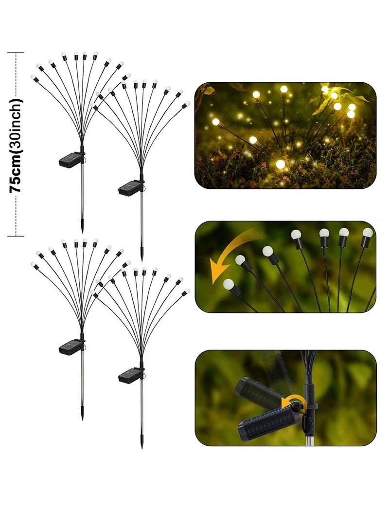 Topleo Solar Firefly Lights, 4 Piece Solar Garden Lights 10LED Solar Lights Outdoor Waterproof, Garden Deck Patio Path Landscape Outdoor Decorative Lights - Image 3
