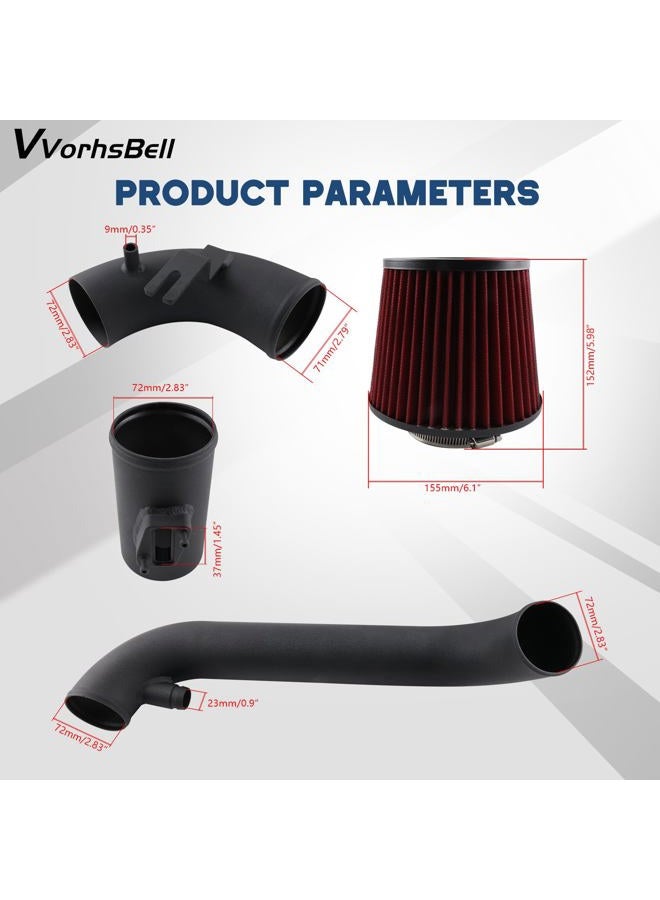 VVORHSBELL مجموعة سحب هواء بارد توربو متوافقة مع GTI MK5(06-09) A3 8P (05-13)2.0T TSI جولف MK6 1.8T/2.0T(11-14) MK6.5 1.8T/2.0T(15-18) باسات B7 1.8T (12-19 يدوي) VW CC2.0T (09-17) - Image 3
