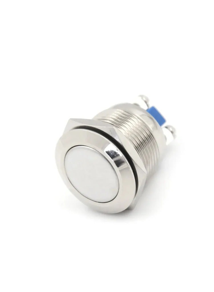 KNP KNP YL12C-B11P Metal Switch is a durable 12mm silver colored reset switch designed for a range of low voltage applications Its robust metal construction ensures longevity and resistance to wear making it ideal for frequent use in demanding environments.  - Image 1